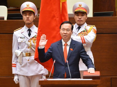 Tân Chủ tịch nước Võ Văn Thưởng làm lễ tuyên thệ sau khi được bổ nhiệm sáng 2/3 (Ảnh: quochoi.vn)