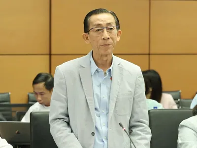 Đại biểu Trần Hoàng Ngân (đoàn TP Hồ Chí Minh) phát biểu tại tổ sáng 23/10 về dự thảo Luật Phá sản (sửa đổi)