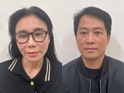 Vợ chồng Phan Thị Mai và Hoàng Kim Khánh, chủ Thẩm mỹ viện Mailisa tại cơ quan điều tra (Ảnh: Bộ Công an)