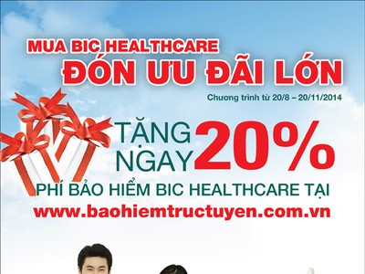 Giảm phí 20% cho khách hàng mua bảo hiểm sức khỏe trực tuyến