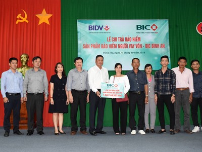 BIC chi trả hơn 1,6 tỷ đồng quyền lợi bảo hiểm  cho khách hàng vay vốn tại BIDV Bà Rịa