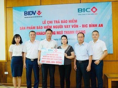 BIC chi trả hơn 600 triệu đồng tiền bảo hiểm cho khách hàng vay vốn tại Thái Nguyên
