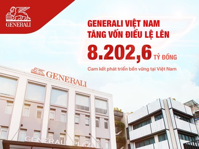Generali Việt Nam tăng vốn thêm 1.000 tỷ đồng