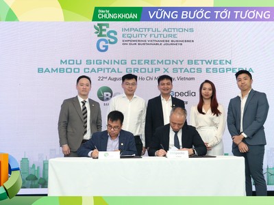 Ông Phạm Minh Tuấn - Phó Chủ tịch Tập đoàn Bamboo Capital và ông Benjamin Soh - Đồng sáng lập kiêm Giám đốc điều hành STACS - cùng ký kết thỏa thuận hợp tác