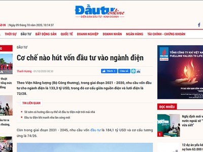 Thủ tướng giao Bộ Công Thương nghiên cứu phản ánh của Báo Đầu tư về Quy hoạch điện VIII