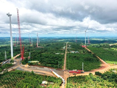 Dự án điện gió Ea Nam mới hoàn thành đạt khoảng 80% khối lượng công trình.