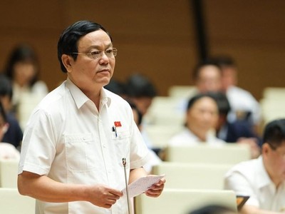 Đại biểu Hoàng Đức Thắng (Quảng Trị) phát biểu tại phiên họp.