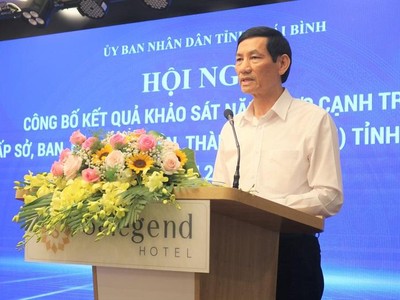 Ông Đỗ Văn Vẻ, Chủ tịch Hiệp hội doanh nghiệp tỉnh Thái Bình phát biểu tại Hội nghị