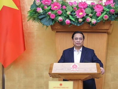 Thủ tướng Phạm Minh Chính chủ trì phiên họp Chính phủ chuyên đề về xây dựng pháp luật tháng 3 năm 2023. Ảnh: VGP/Nhật Bắc