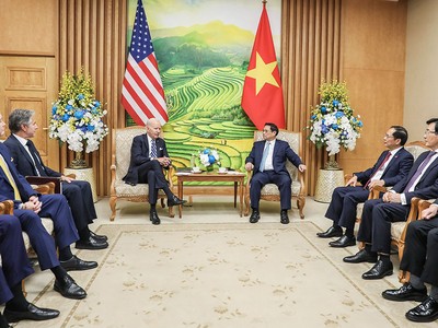 Thủ tướng Chính phủ Phạm Minh Chính hội kiến Tổng thống Hợp chúng quốc Hoa Kỳ Joe Biden (Ảnh: Đức Thanh)