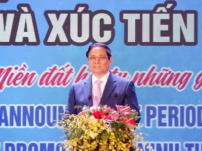 Thủ tướng Phạm Minh Chính phát biểu chỉ đạo tại Hội nghị công bố Quy hoạch và xúc tiến đầu tư tỉnh Ninh Thuận.