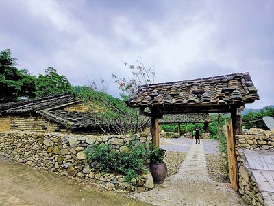 Nhà một hộ dân người Sán Chỉ làm du lịch cộng đồng tại bản Khe Lục. Ảnh: Thanh tân