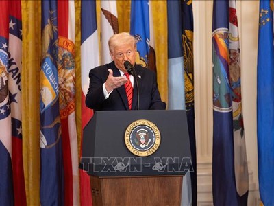 Tổng thống Mỹ Donald Trump phát biểu tại Nhà Trắng, Washington, D.C. Ảnh: THX/TTXVN