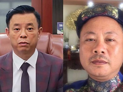 Phạm Văn Cách, cựu Chủ tịch Công ty Dược Sơn Lâm và Nguyễn Mạnh Quyền, cựu Chủ tịch Công ty LanQ (bên phải)