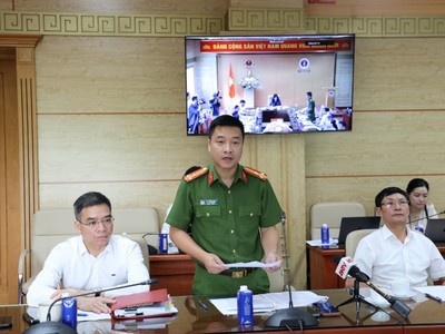 Đại diện Bộ Công an phát biểu tại Hội nghị.