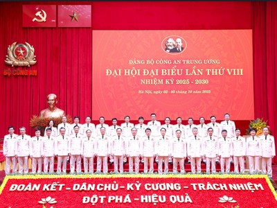 Bế mạc Đại hội đại biểu Đảng bộ Công an Trung ương lần thứ VIII