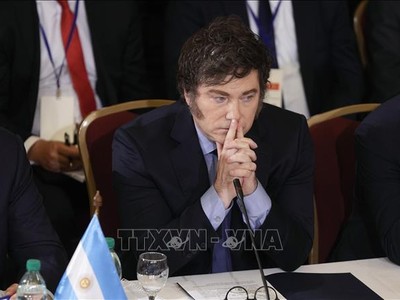 Tổng thống Argentina Javier Milei tại Hội nghị thượng đỉnh Mercosur ở Montevideo, Uruguay. Ảnh tư liệu: THX/TTXVN 