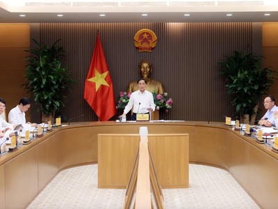 Phó thủ tướng Chính phủ Bùi Thanh Sơn tại cuộc họp Ban Chỉ đạo Lễ mở ký Công ước Hà Nội. Ảnh: VGP.
