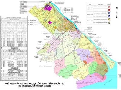 Sơ đồ phương án phát triển khu, cụm công nghiệp TP. Cần Thơ thời kỳ 2021 - 2030, tầm nhìn đến năm 2050