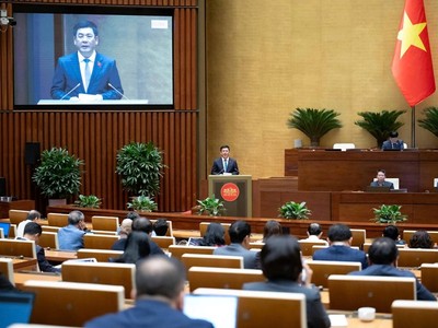 Quốc hội nghe tờ trình Dự án Luật Thương mại điện tử. 