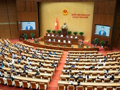 Quốc hội nghe Bộ trưởng Bộ Tài chính, trình bày Tờ trình điều chỉnh Quy hoạch tổng thể quốc gia thời kỳ 2021 - 2030. 