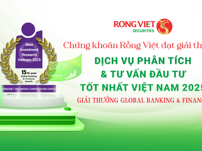 Chứng khoán Rồng Việt (VDS) đạt giải Dịch vụ Phân tích và Tư vấn đầu tư tốt nhất Việt Nam 2025