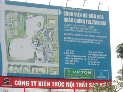 Hà Nội yêu cầu xử lý xây dựng trái phép tại Dự án Công viên hồ điều hòa Nhân Chính