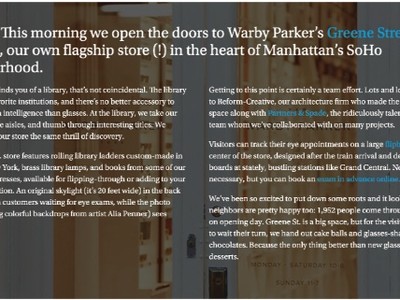 BCTN của Warby Parker đáp ứng đủ các nhu cầu về thông tin một cách nghiêm túc