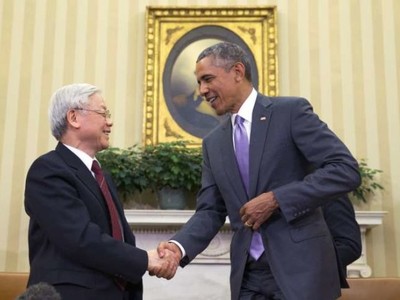 Tổng Bí thư Nguyễn Phú Trọng và Tổng thống Hoa Kỳ Barack Obama đã có cuộc hội đàm chính thức tại tại phòng Bầu dục ở Nhà Trắng. 