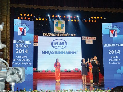 Nhựa Bình Minh 4 lần được bình chọn là Thương hiệu Quốc gia , 9 lần đạt giải Sao Vàng Đất Việt