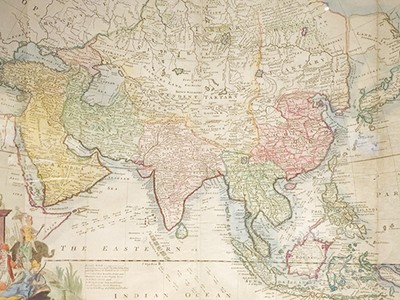 Ảnh chụp bản đồ “Vùng đất của vàng và gia vị” trưng bày tại Thư viện Quốc gia Singapore tháng 7/2015