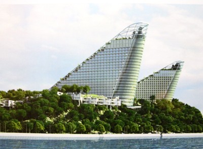 Quy hoạch tổng thể Khách sạn 5 sao Sunrise mang hình tượng sóng biển.