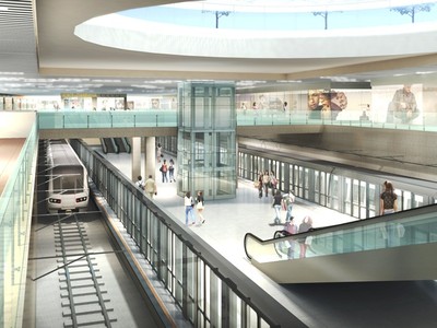 Phối cảnh ga Nhà hát thành phố thuộc tuyến metro Bến Thành - Suối Tiên với các cửa hàng, trung tâm thương mại