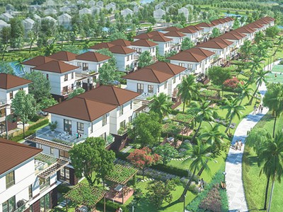 Phối cảnh khu biệt thự Valora Island nằm trong tổng thể dự án Mizuki Park của Nam Long