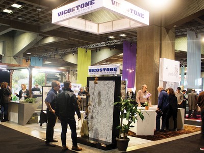 Vicostone đang đẩy mạnh phát triển thị trường Bắc Mỹ. Trong ảnh: Vicostone tham dự triển lãm Silim 2017 tại Canada