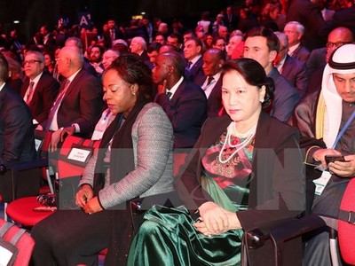 Chủ tịch Quốc hội Nguyễn Thị Kim Ngân dự khai mạc Đại hội đồng Liên minh Nghị viện thế giới lần thứ 137 (IPU - 137). (Ảnh: Trọng Đức/TTXVN)