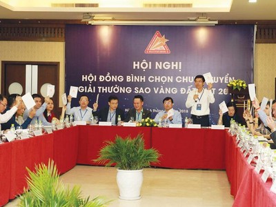 Quang cảnh Hội nghị Chung tuyển giải thưởng Sao Vàng đất Việt năm 2018 vừa diễn ra tại Hà Nội
