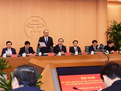 Thủ tướng Chính phủ Nguyễn Xuân Phúc phát biểu tại Hội nghị sáng nay 22/1