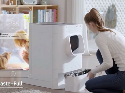 Thùng rác thông minh kiêm nhà vệ sinh tự động cho mèo