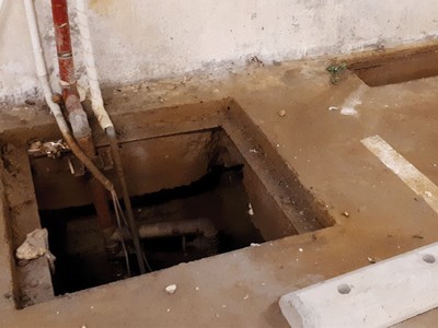 Tầng hầm gửi xe chưa hoàn thiện