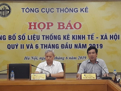 Họp báo công bố số liệu thống kê kinh tế - xã hội quý 2 và 6 tháng đầu năm 2019 tại Hà Nội - Ảnh: L.THANH
