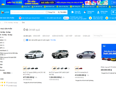 Ôtô vừa được bổ sung vào ngành hàng của Tiki.