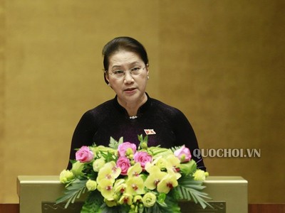 Chủ tịch Quốc hội Nguyễn Thị Kim Ngân phát biểu bế mạc kỳ họp thứ 8 Quốc hội khóa XIV