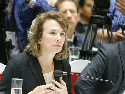 Bà Virginia Foote, Đồng Chủ tịch, Liên minh VBF 2019 phát biểu tại Diễn đàn. Ảnh: Đức Thanh