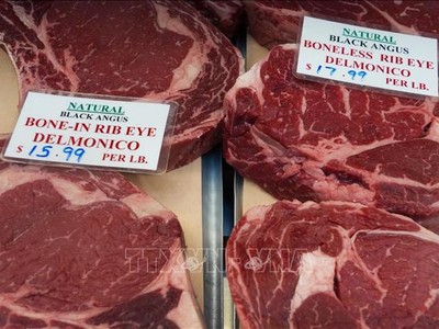 Thị bò được bày bán tại một siêu thị ở Washington, DC, Mỹ, Ảnh: AFP/TTXVN