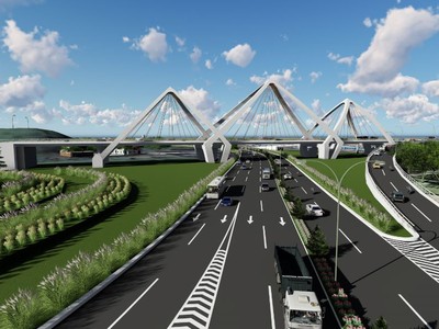 Phối cảnh Dự án nút giao thông khác mức đường Hùng Vương với Quốc lộ 1.