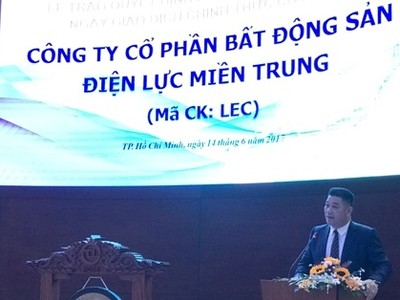 Cổ phiếu LEC của Bất động sản Điện lực miền Trung niêm yết trên HoSE từ năm 2017