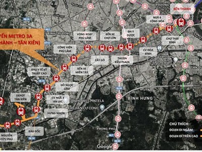 Sơ đồ tuyến Metro 3A.