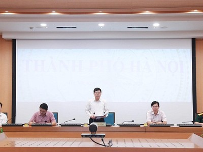 Phó Chủ tịch UBND TP Ngô Văn Quý phát biểu tại điểm cầu thành phố Hà Nội 