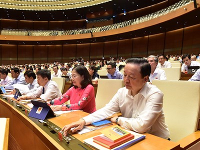 Đại biểu Quốc hội bấm nút thông qua Hiệp định (Ảnh QK). 